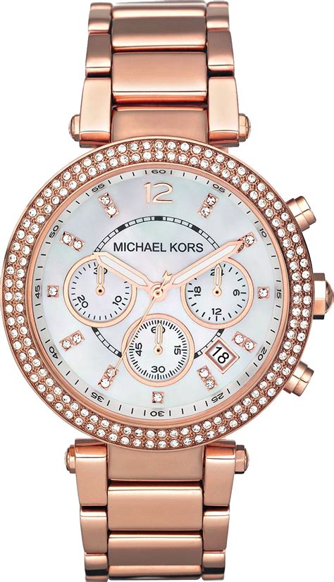 michael kors parker rose white watch|Michael Kors women's parker watch.